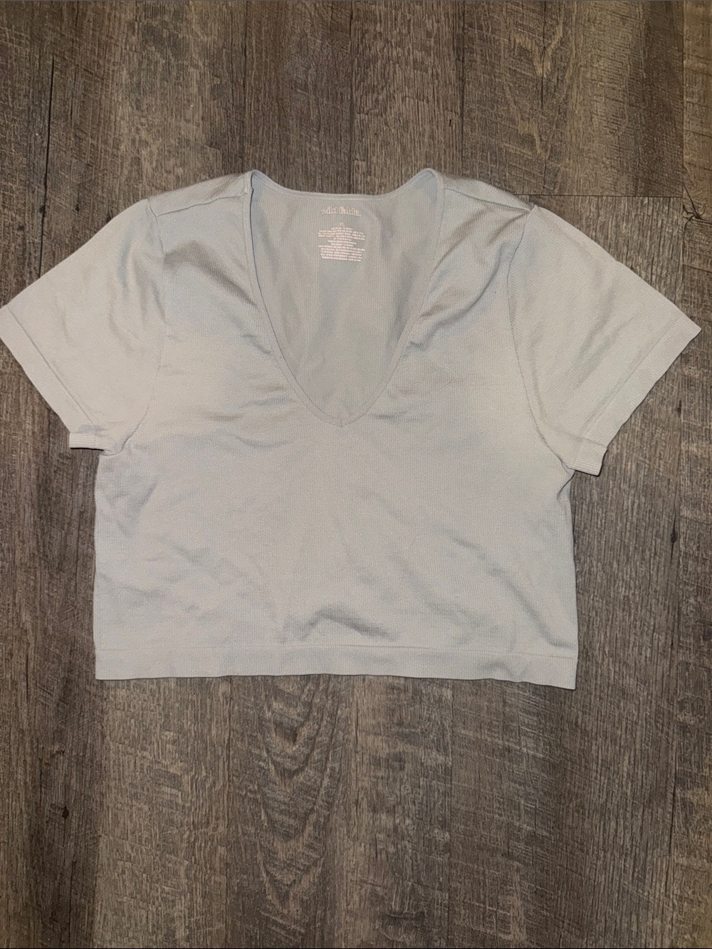 wild fable Pale Blue V-Neck Ribbed Crop Top
